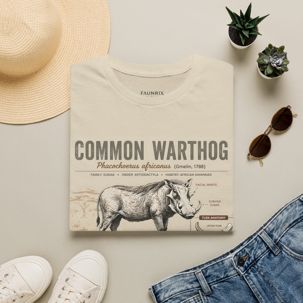Common Warthog Anatomy T-Shirt — Vintage Wildlife Graphic Tee