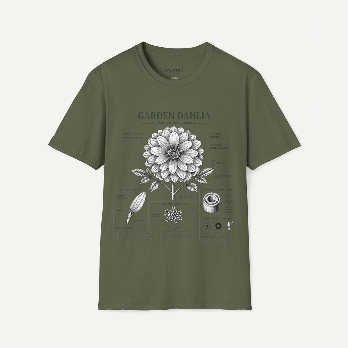 Dahlia Botanical Tee — 'Garden Dahlia' Floral Anatomy T-Shirt