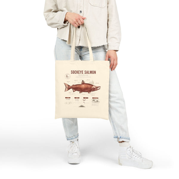 Sockeye Salmon Anatomy Canvas Tote Bag — Vintage Fish Illustration Eco Grocery Shopper
