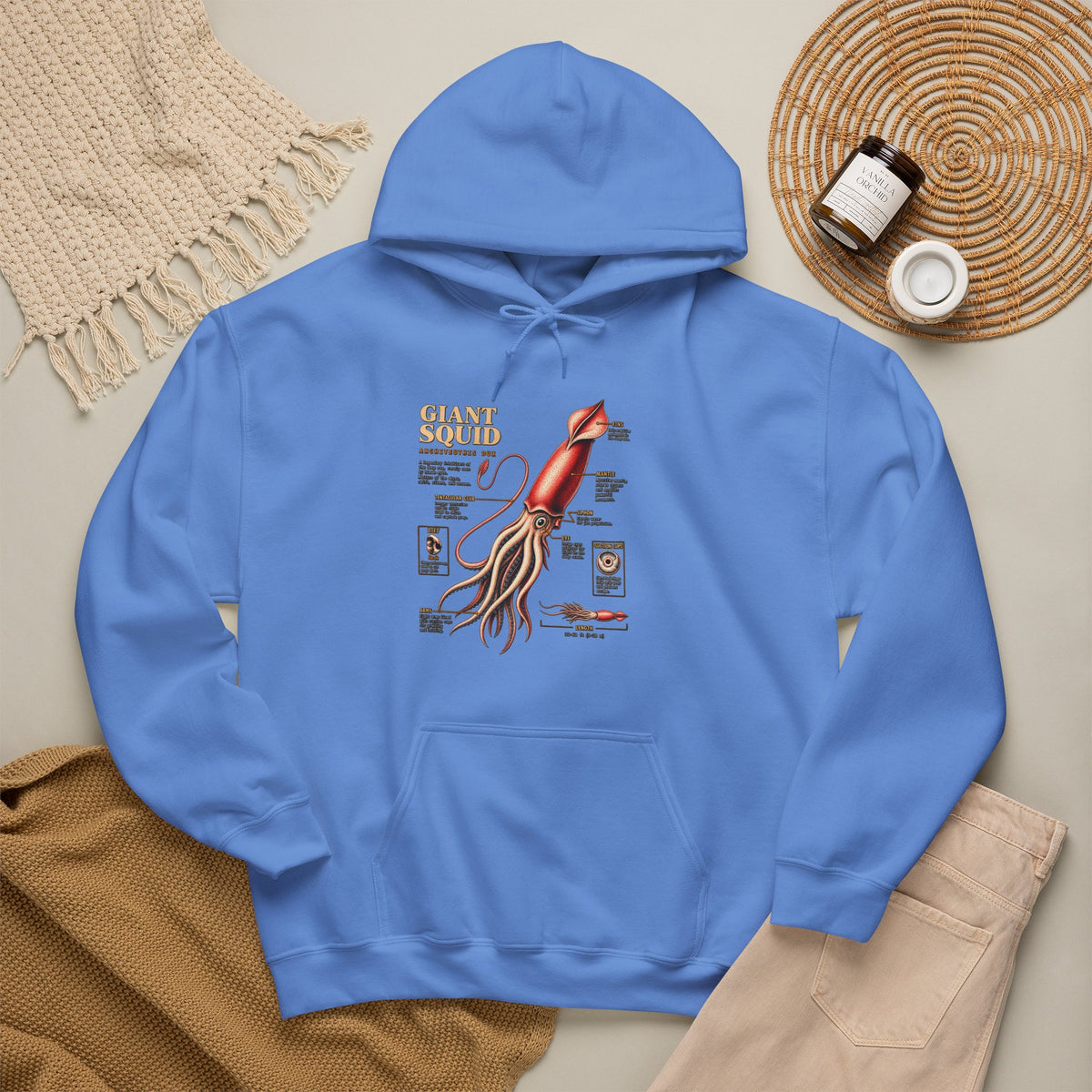 Squid Anatomy Hoodie — Vintage Scientific Illustration Pullover