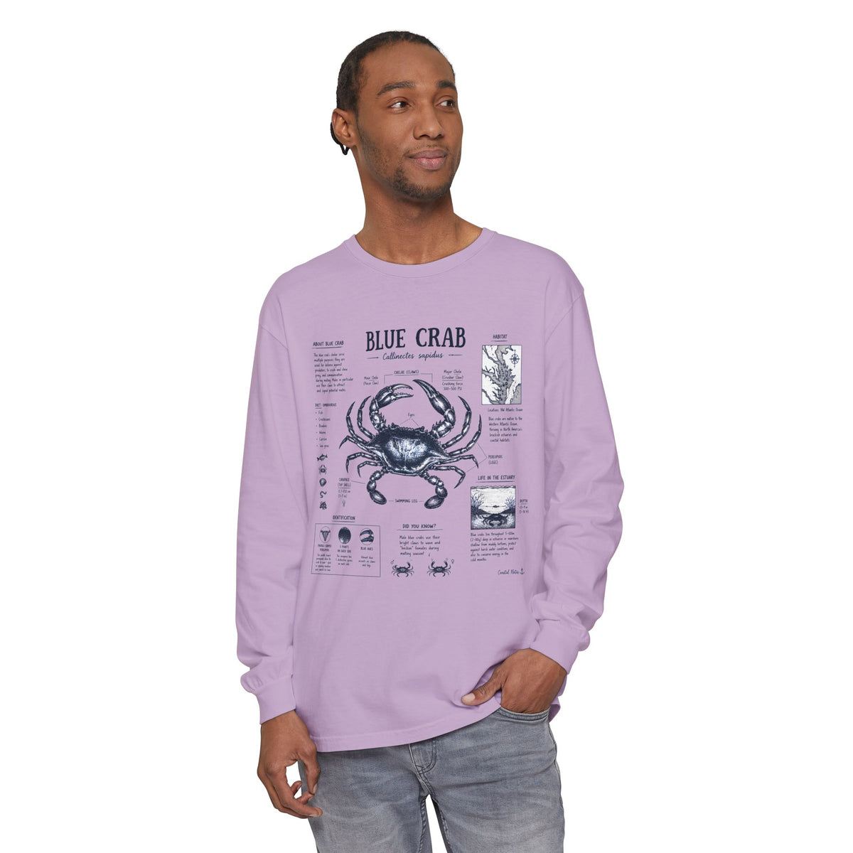 Blue Crab Anatomy Long Sleeve T-Shirt