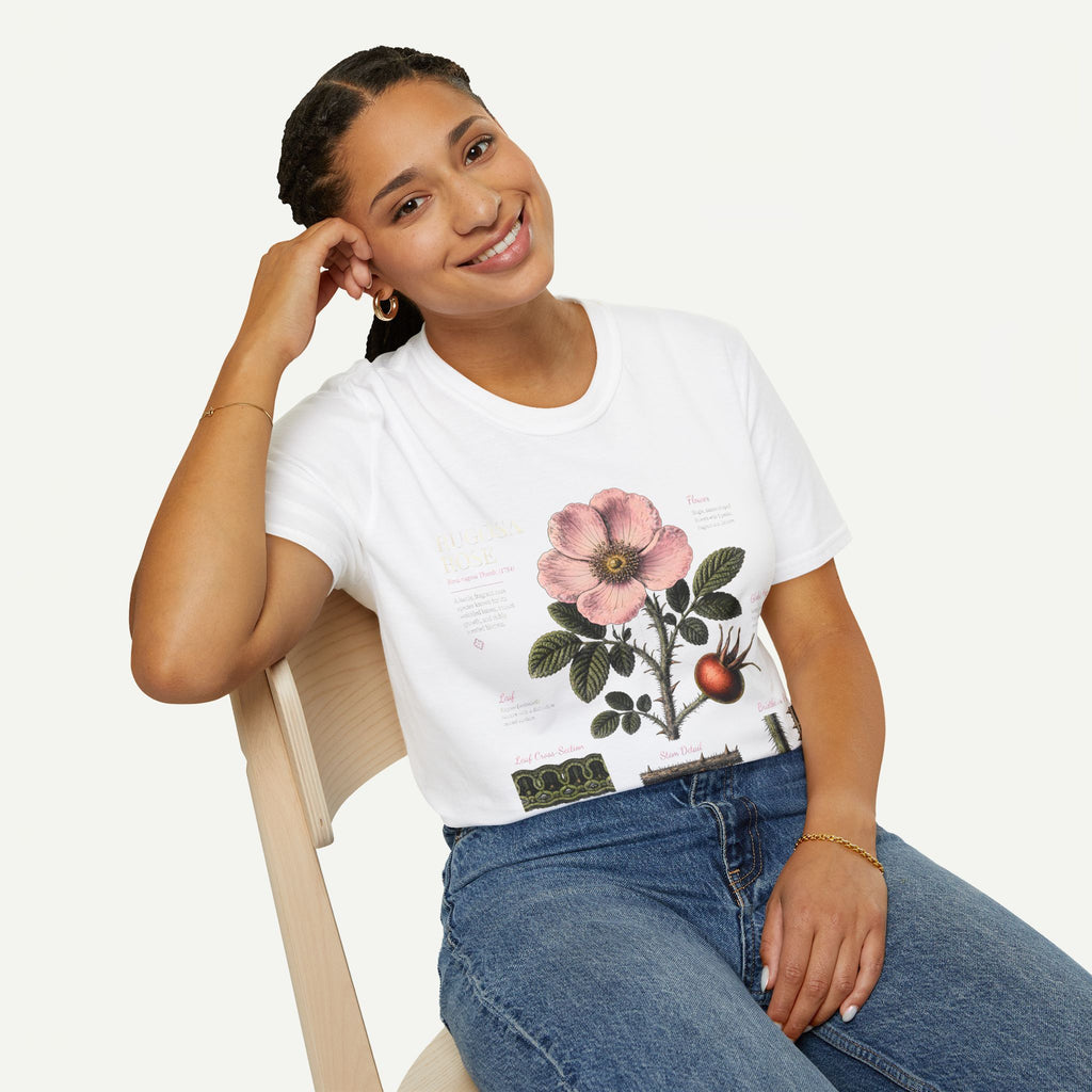 Botanical Rose Anatomy T-Shirt – Vintage Floral Illustration Tee