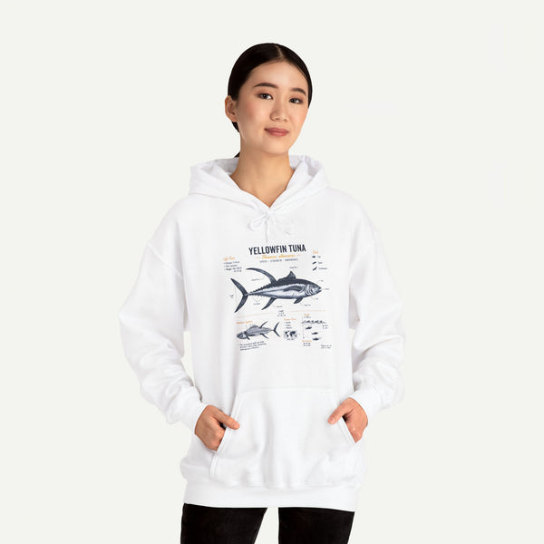 Yellowfin Tuna Anatomy Hoodie — Fishing Diagram Sweatshirt