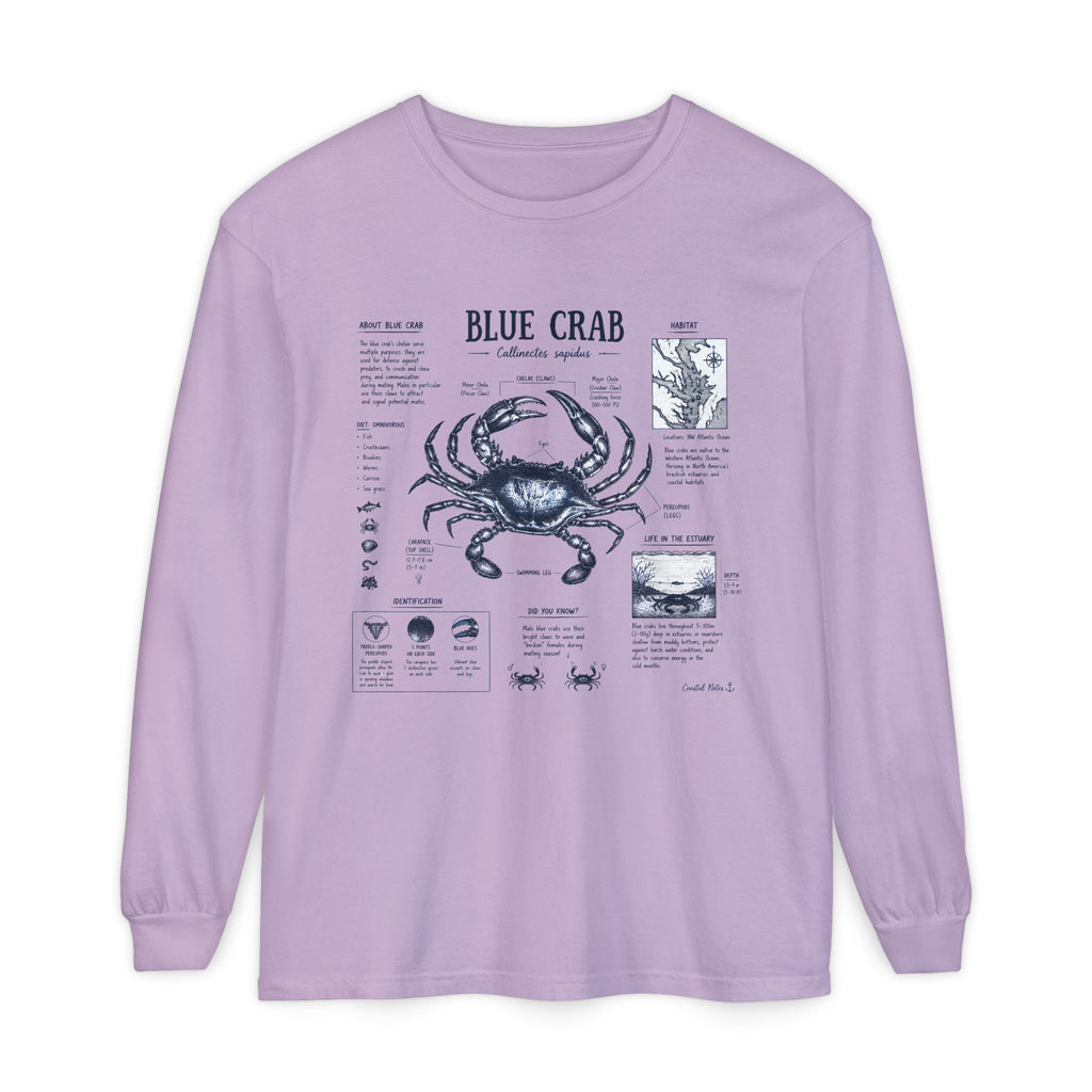 Blue Crab Anatomy Long Sleeve T-Shirt