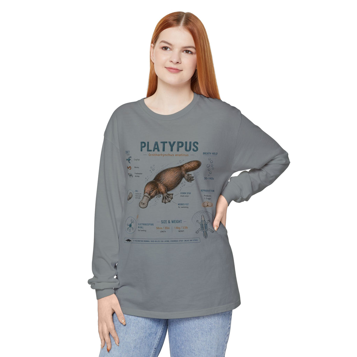 Platypus Anatomy Long Sleeve Tee — Illustrated Scientific Graphic