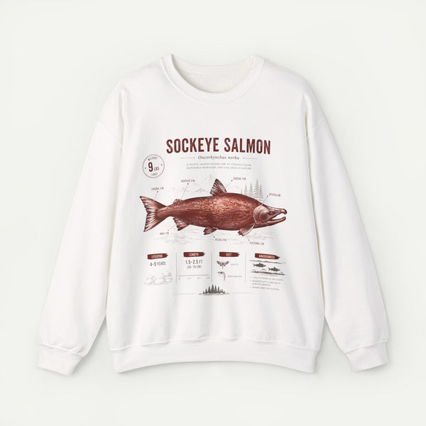 Sockeye Salmon Anatomy Sweatshirt — Vintage Fish Illustration Tee for Anglers & Nature Lovers