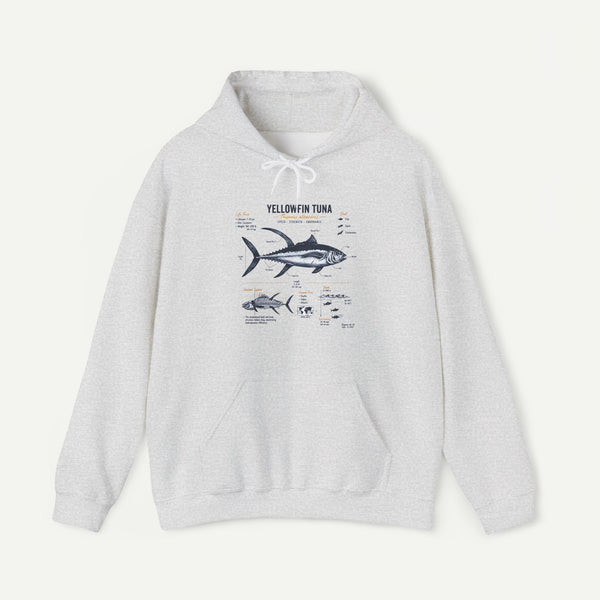 Yellowfin Tuna Anatomy Hoodie — Fishing Diagram Sweatshirt