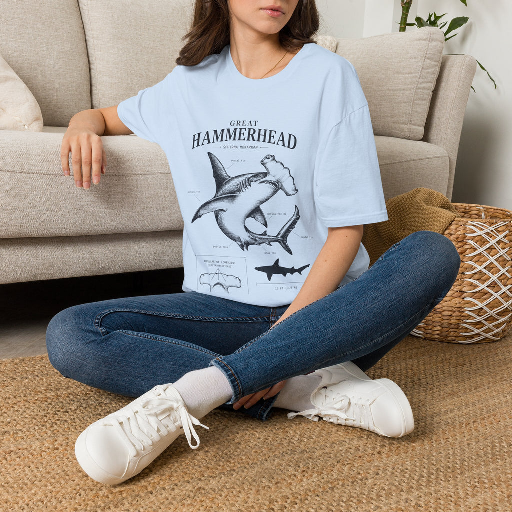 Hammerhead Shark Anatomy Tee — Vintage Great Hammerhead Graphic T-Shirt