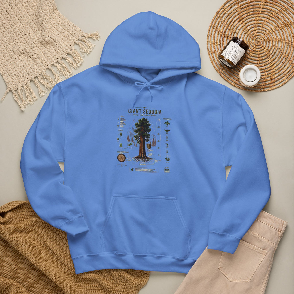 Giant Sequoia Botanical Hoodie — Vintage Tree Illustration & Facts