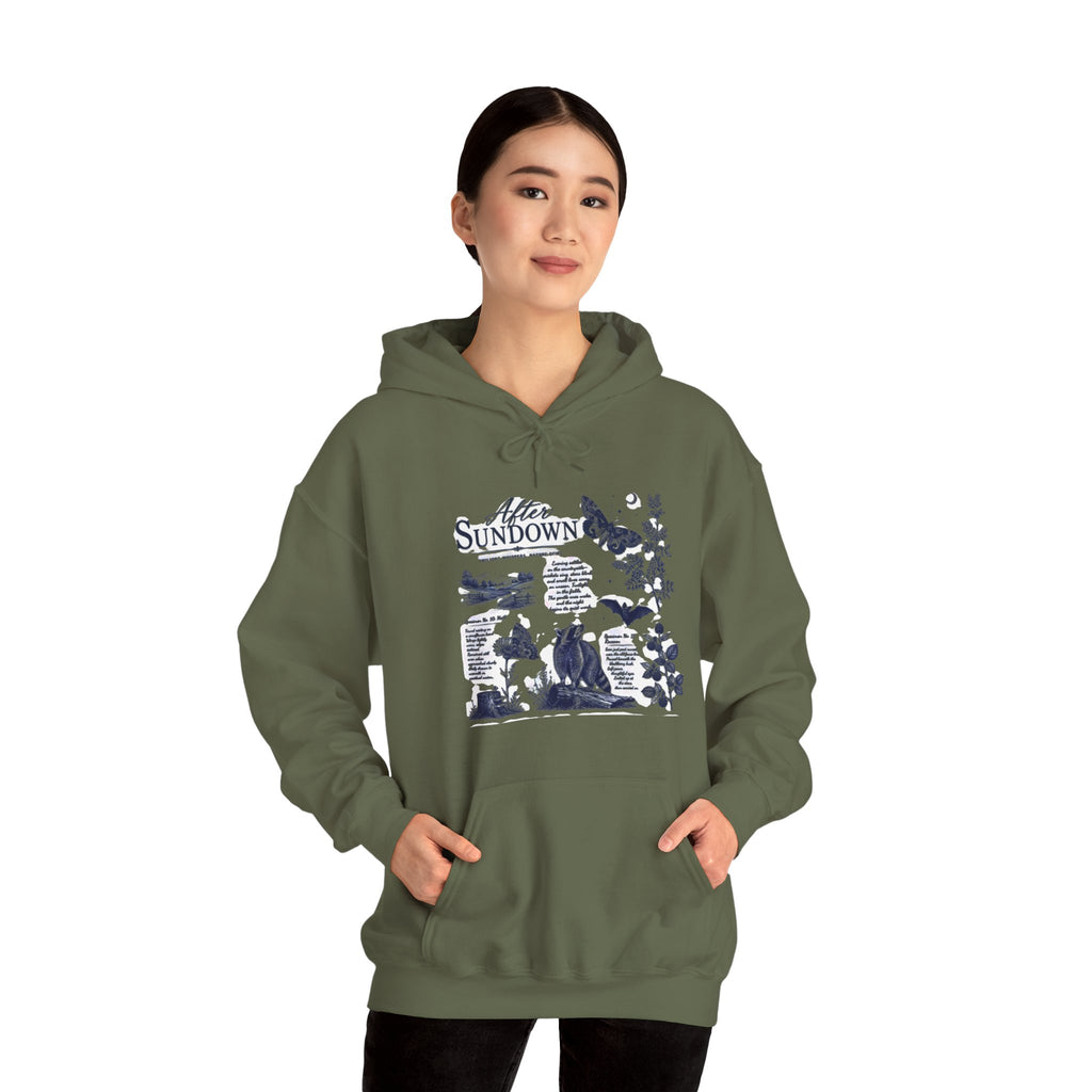 Sunset Foxes Hoodie — "After Sundown" Nature Graphic Pullover