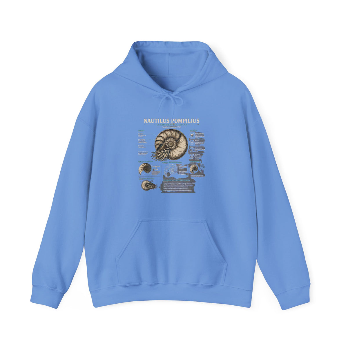 Ammonite Fossil Hoodie – Vintage Natural History Nautilus Diagram Sweatshirt Main image