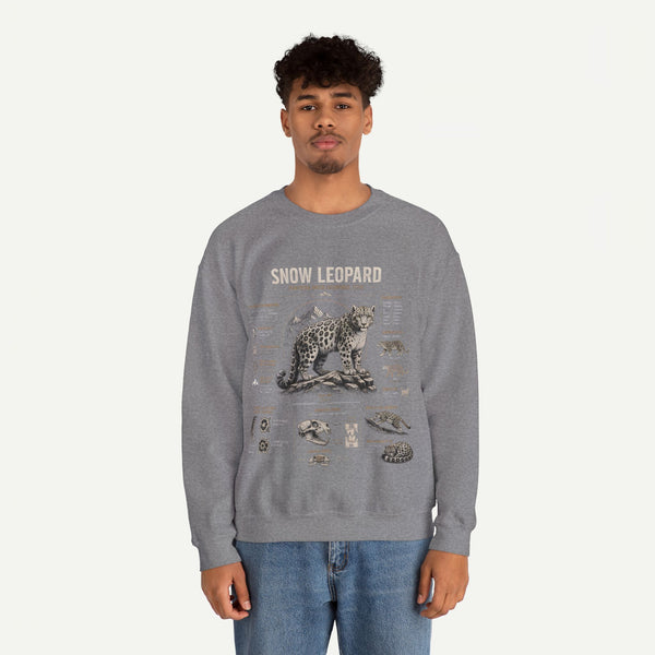 Snow Leopard Anatomy Sweatshirt — Vintage Wildlife Diagram Crewneck