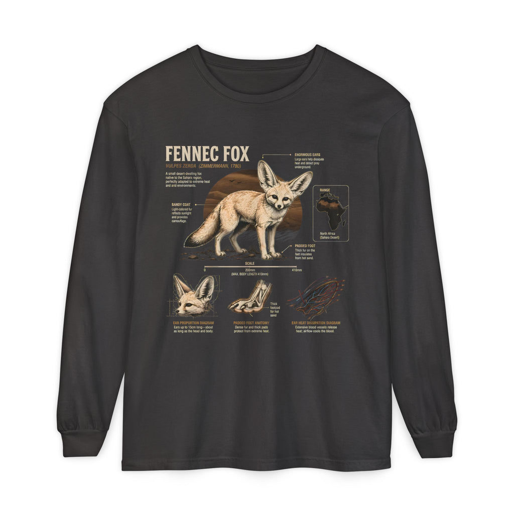 Fennec Fox Anatomy Long Sleeve Tee — Wildlife Anatomy Graphic Shirt