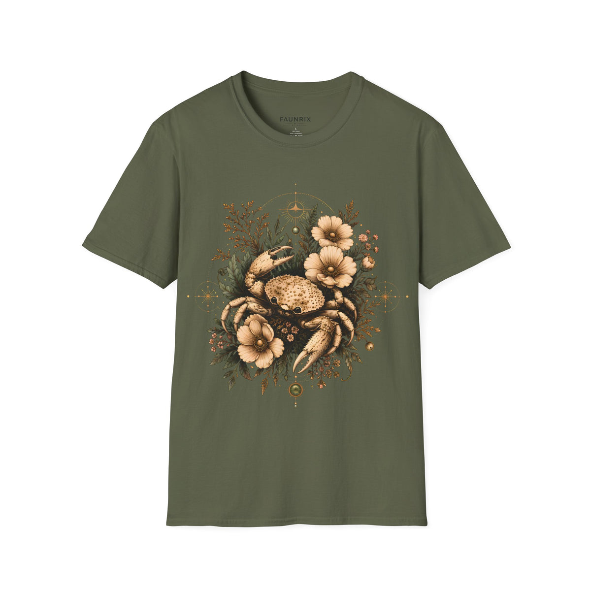 Floral Crab Tee — Vintage Coastal Crab & Wildflower Graphic T-Shirt