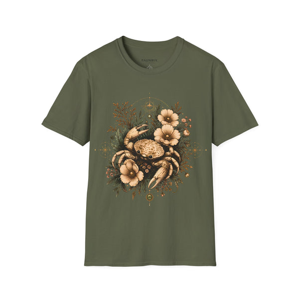 Floral Crab Tee — Vintage Coastal Crab & Wildflower Graphic T-Shirt