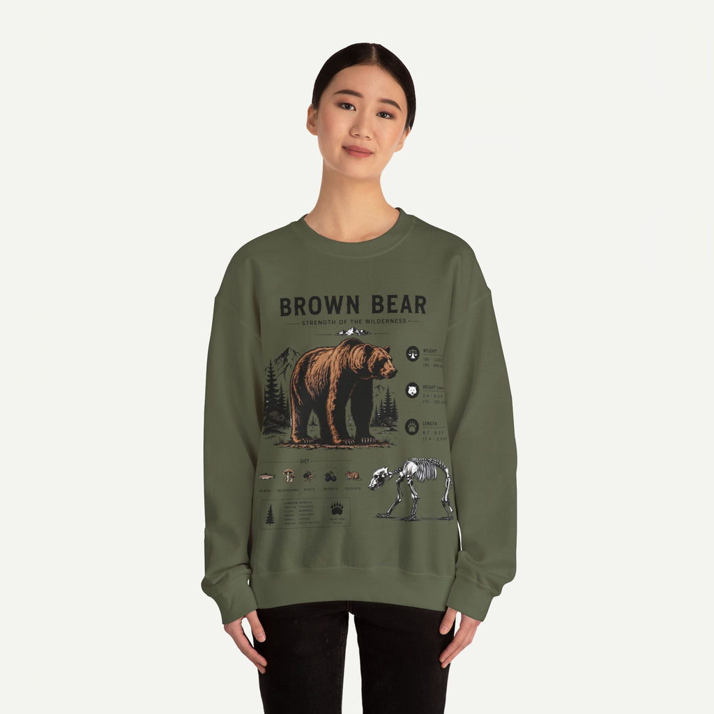 Brown Bear Anatomy Sweatshirt — Wildlife Illustration Graphic Sweatshirt