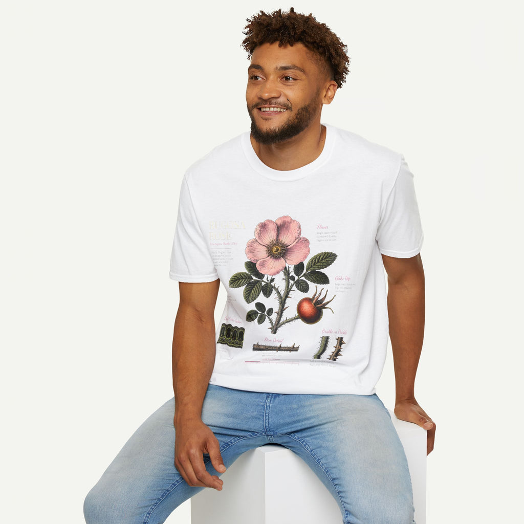 Botanical Rose Anatomy T-Shirt – Vintage Floral Illustration Tee