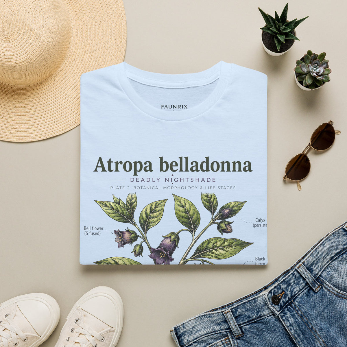 Atropa belladonna Botanical Anatomy T-Shirt — Vintage Deadly Nightshade Illustration