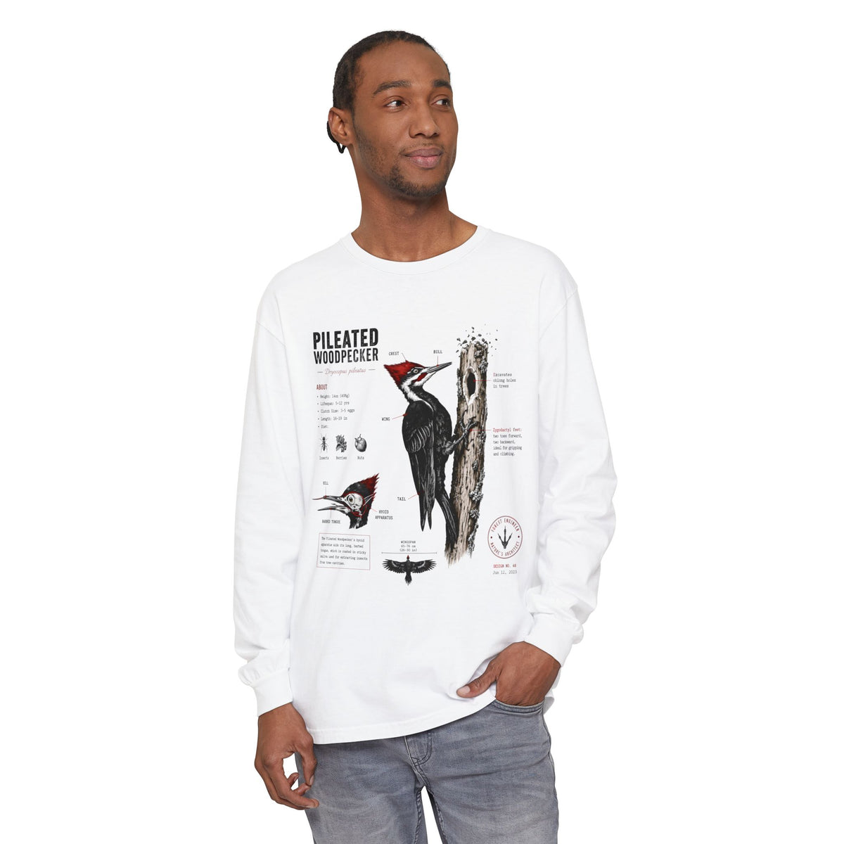 Pileated Woodpecker Anatomy Long Sleeve Tee