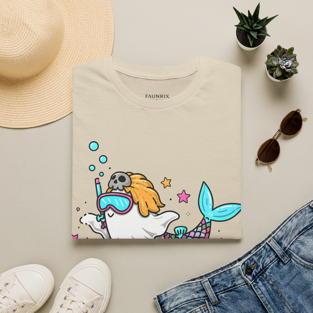 Mermaid Ghost Summerween T-Shirt — Cute Halloween Summer Mashup Tee