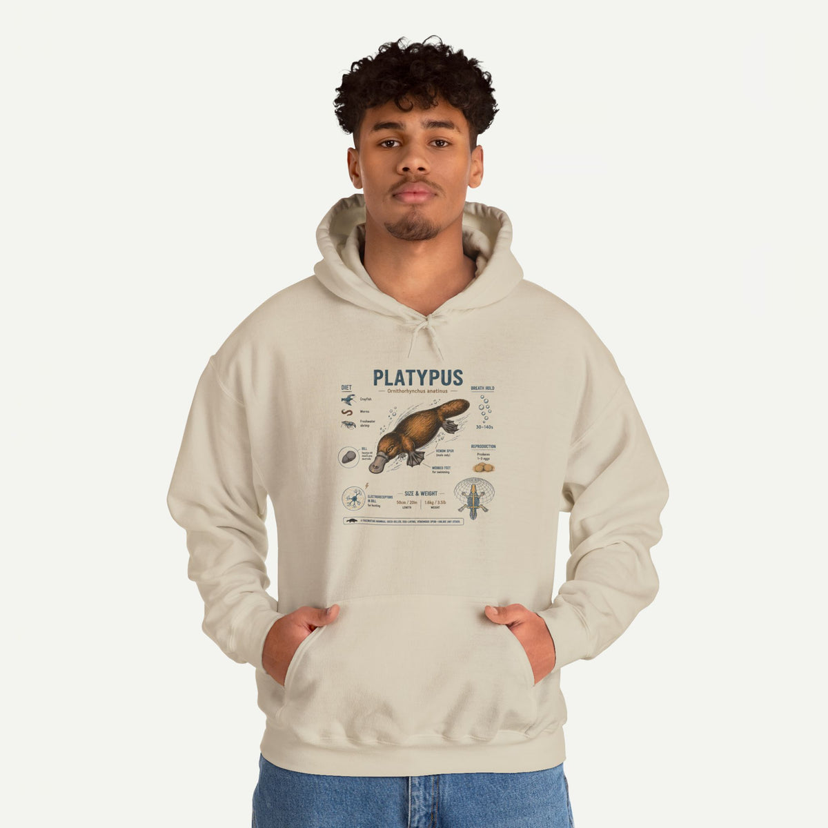 Platypus Anatomy Hoodie — Scientific Illustration Pullover for Nature Lovers