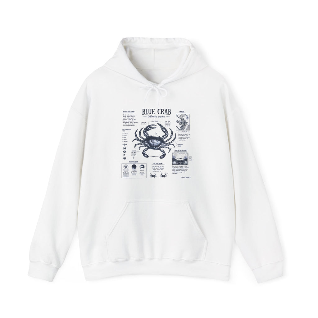 Blue Crab Anatomy Hoodie — Nautical Seafood Diagram Sweatshirt