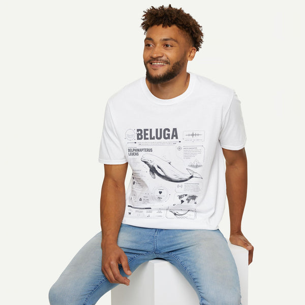 Beluga Whale Anatomy T-Shirt — Marine Life Illustration Tee Delphinapterus leucas