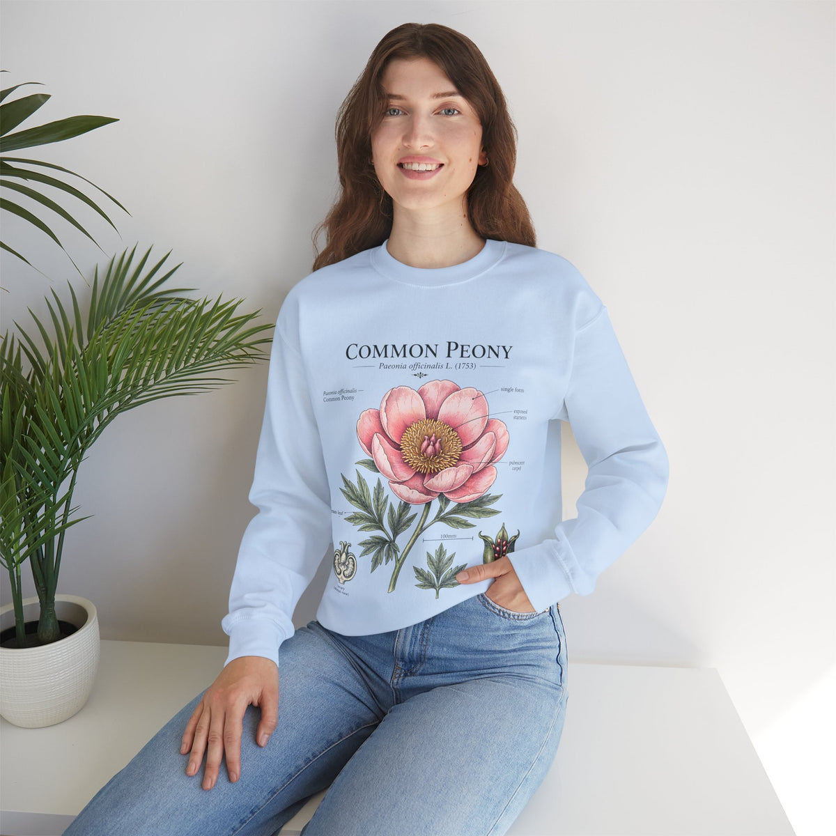 Peony Botanical Sweatshirt — "Common Peony" Floral Crewneck