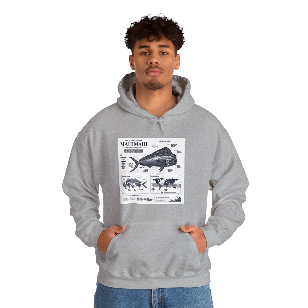 Mahi Mahi Fish Anatomy Hoodie — Illustrated Marine Biology Pullover