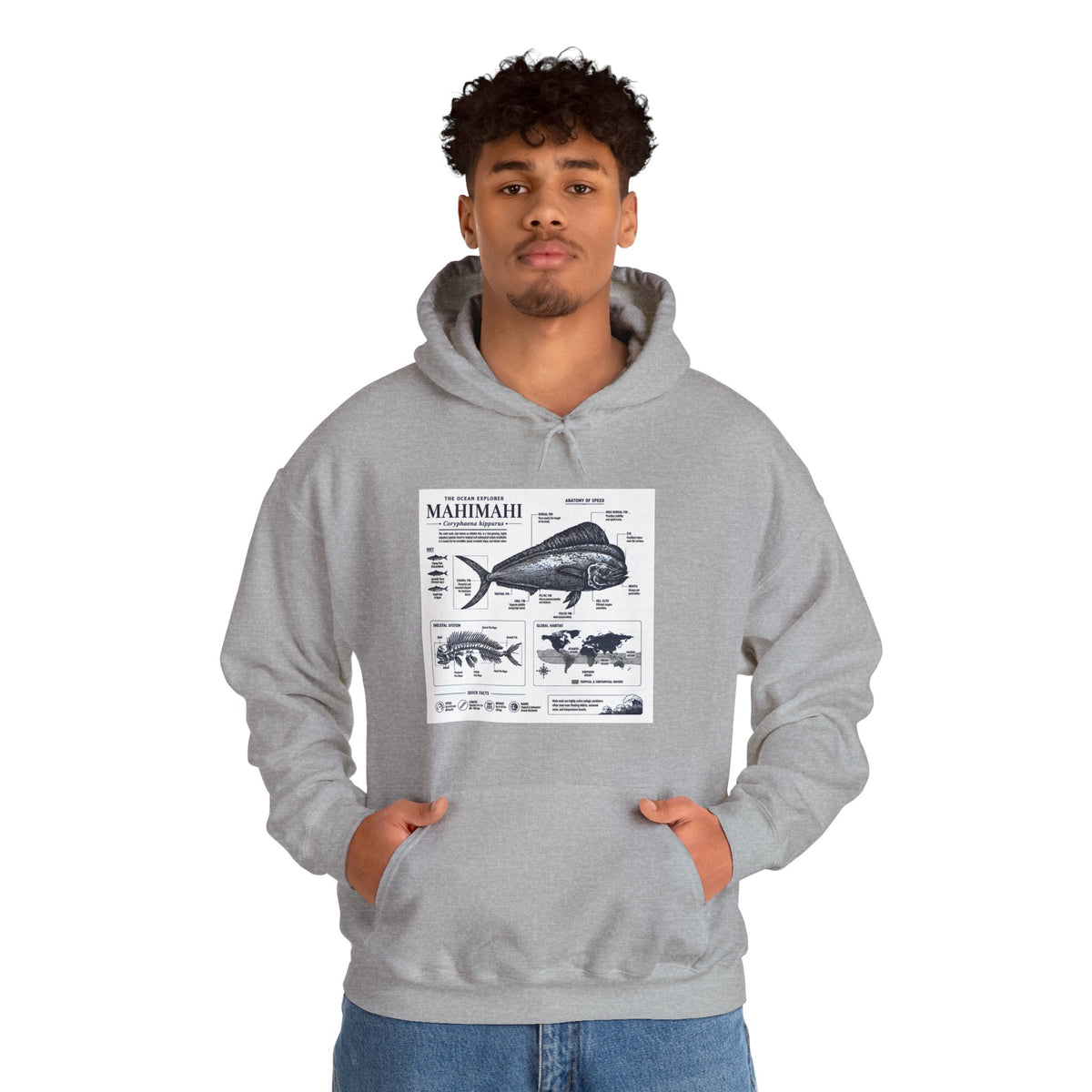 Mahi Mahi Fish Anatomy Hoodie — Illustrated Marine Biology Pullover