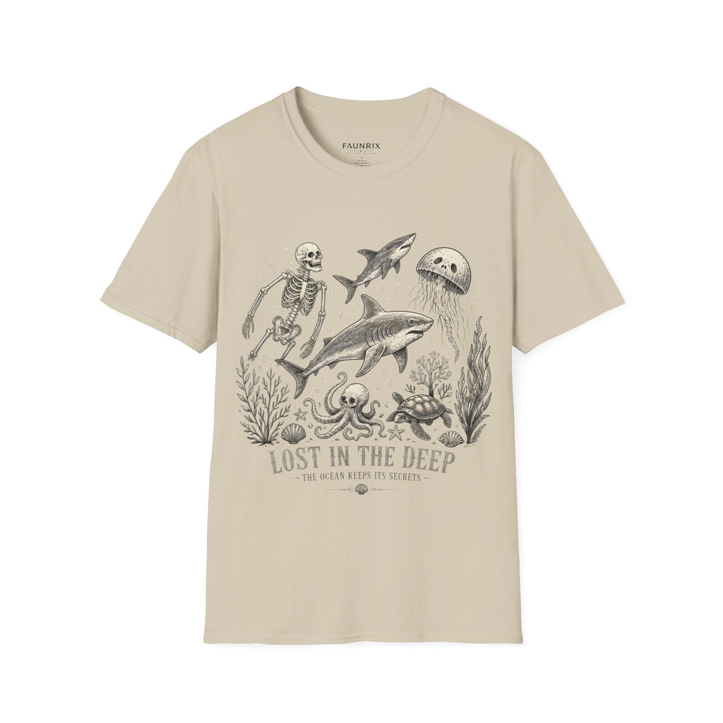 Ocean Skeleton Tee — "Lost in the Deep" Shark & Jellyfish Graphic Shirt