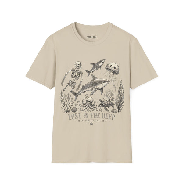 Ocean Skeleton Tee — "Lost in the Deep" Shark & Jellyfish Graphic Shirt