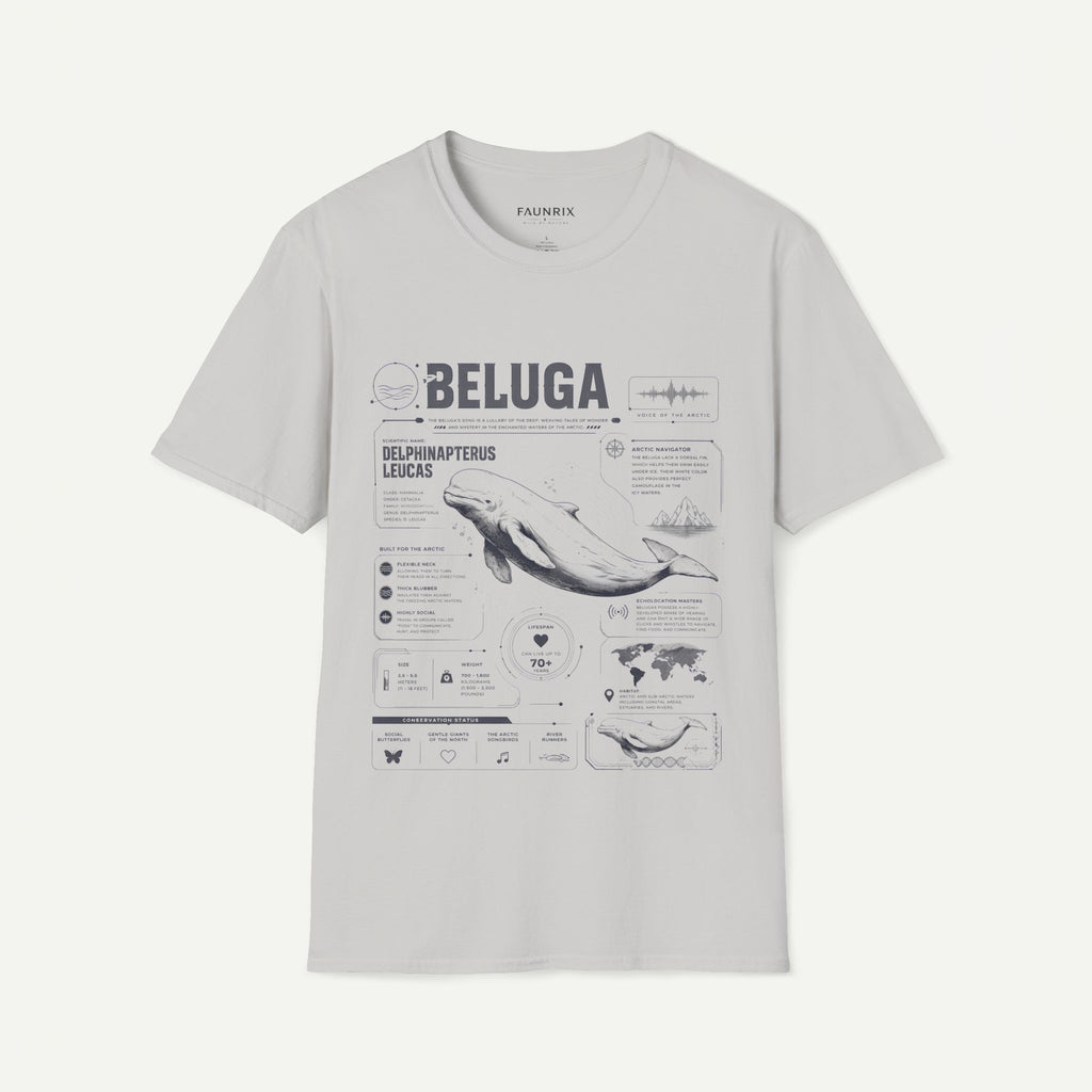 Beluga Whale Anatomy T-Shirt — Marine Life Illustration Tee Delphinapterus leucas