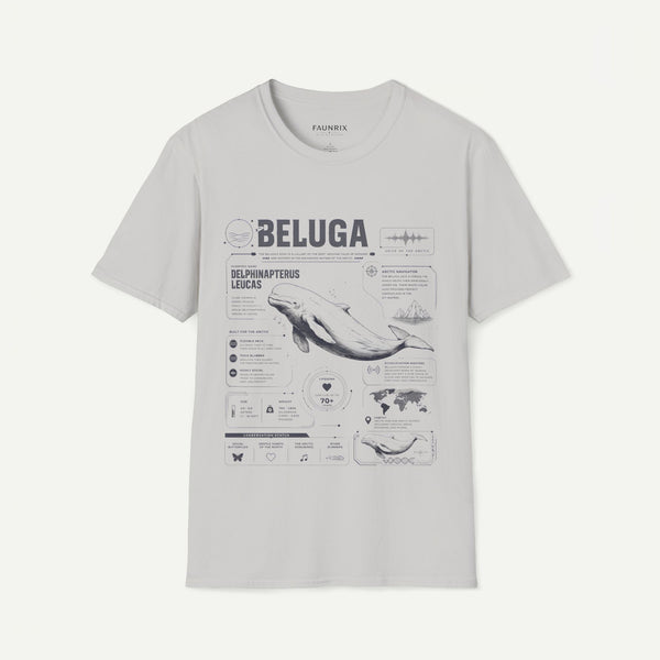Beluga Whale Anatomy T-Shirt — Marine Life Illustration Tee Delphinapterus leucas