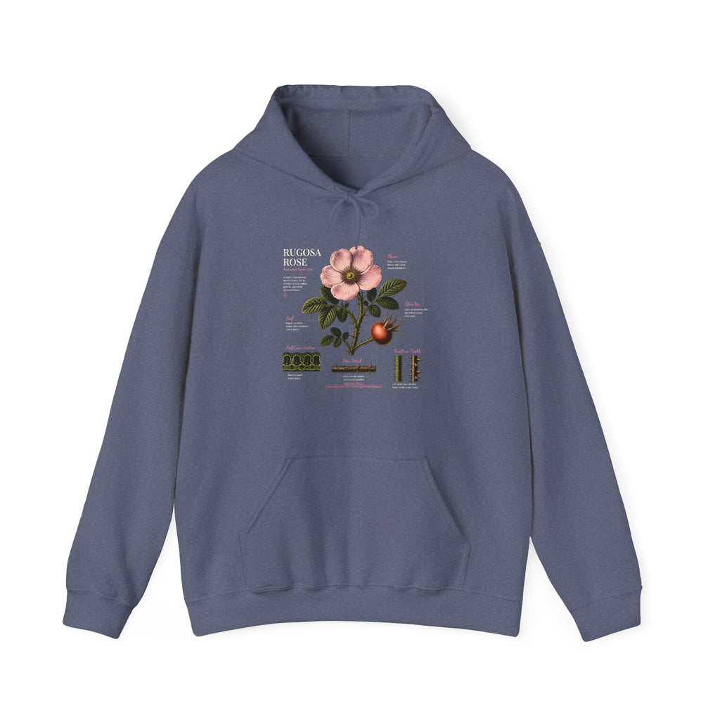 Vintage Botanical Hoodie — Rose Diagram Print