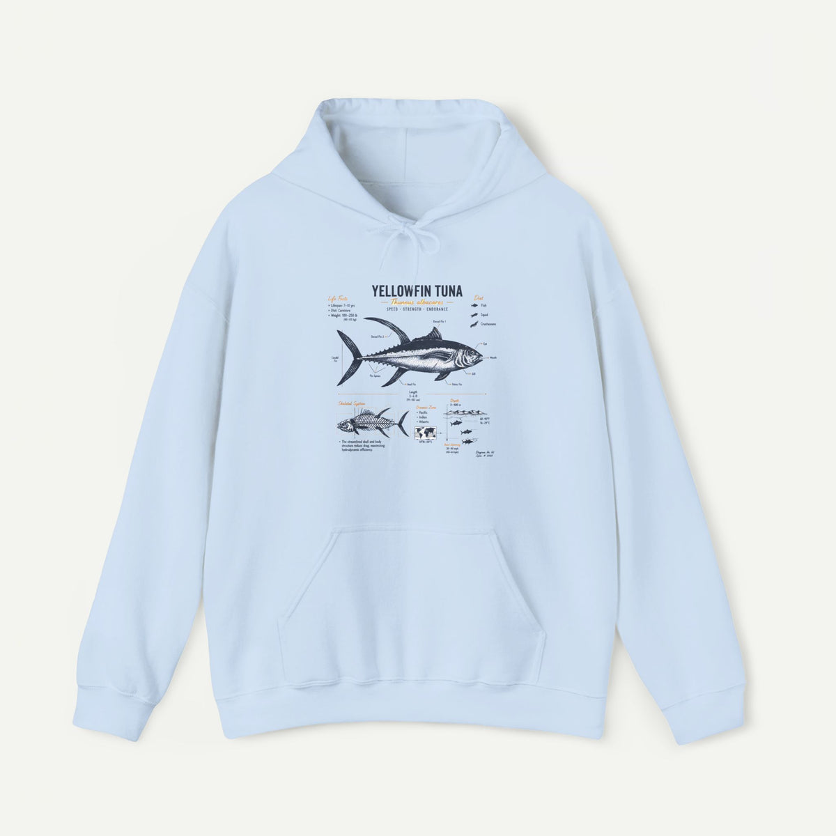 Yellowfin Tuna Anatomy Hoodie — Fishing Diagram Sweatshirt Main image