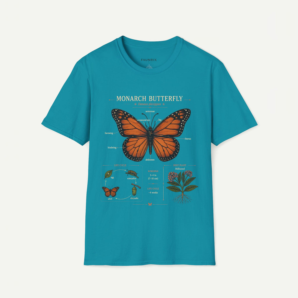 Monarch Butterfly Anatomy T-Shirt — Vintage Nature Illustration Tee Main image