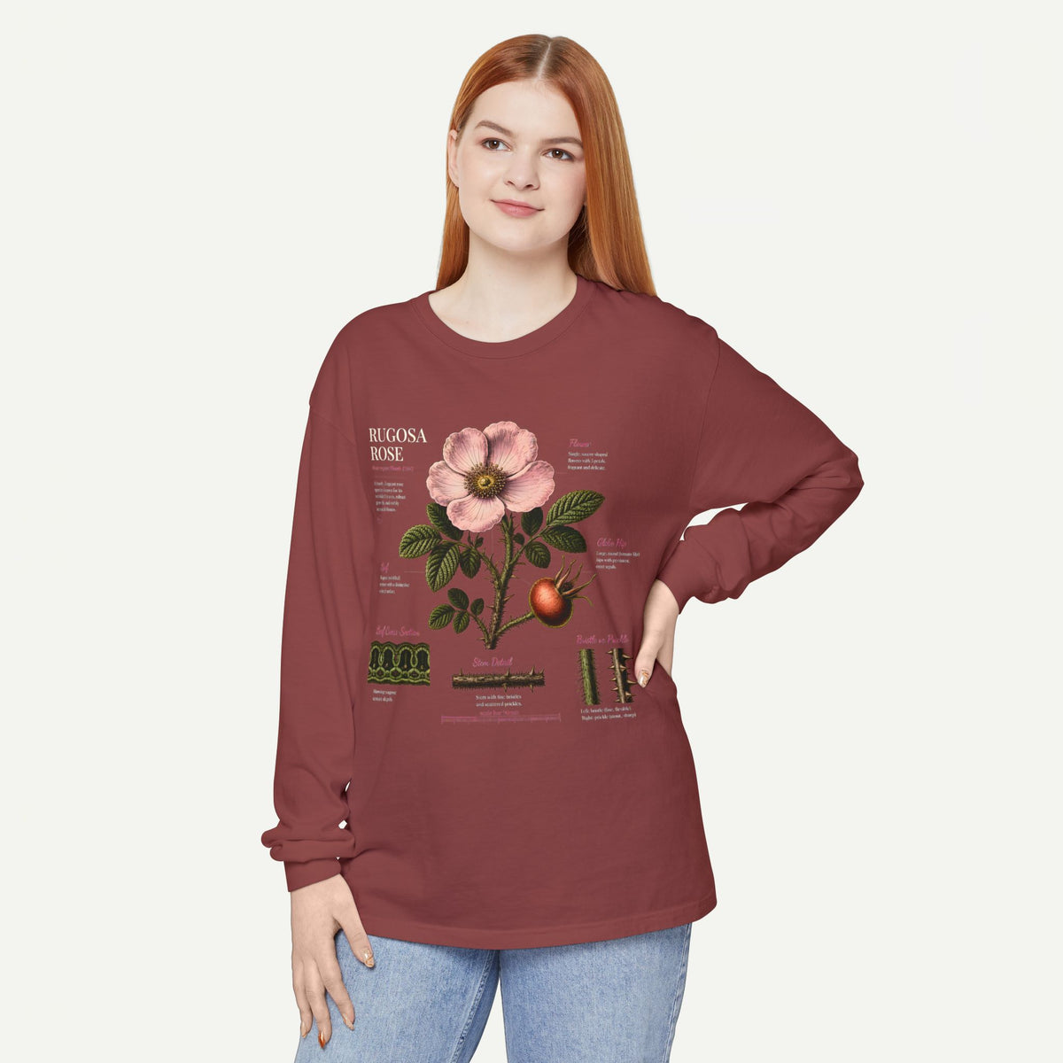 Botanical Rose Diagram Long Sleeve T-Shirt