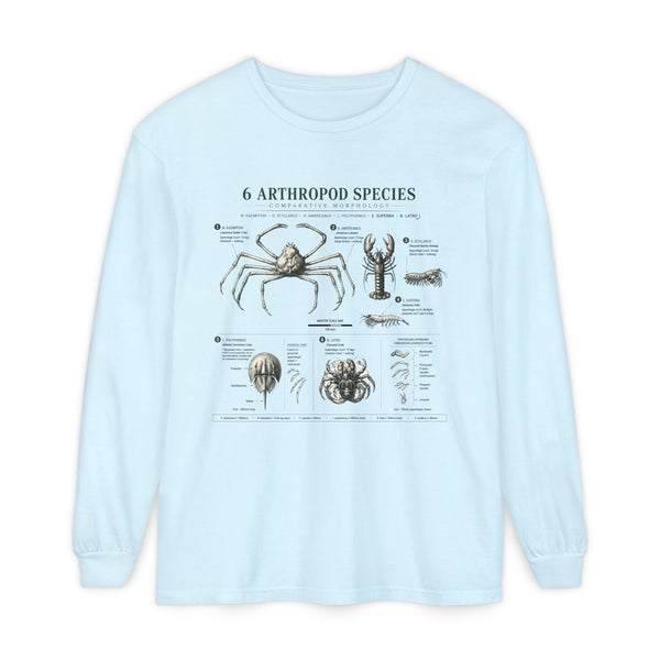 Arthropod Species Chart Long Sleeve Tee — Vintage Scientific Insect Diagram Shirt