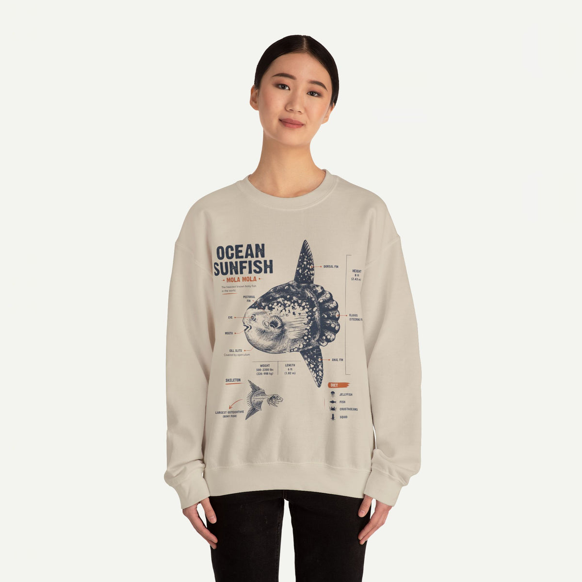Ocean Sunfish Sweatshirt — Mola Mola Diagram Crewneck