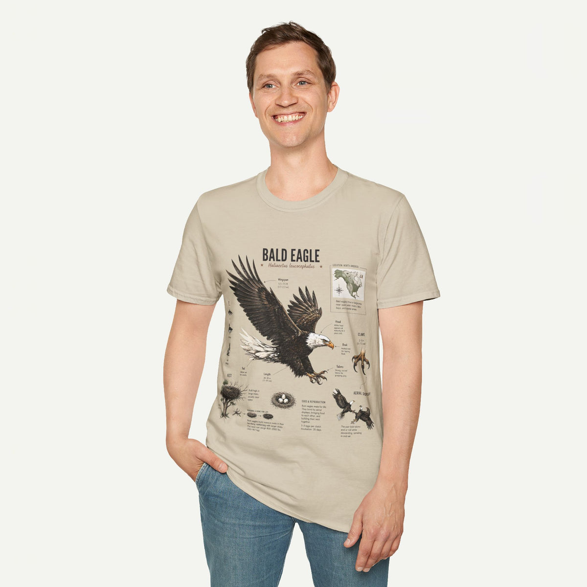 Bald Eagle Anatomy Field Guide T-Shirt