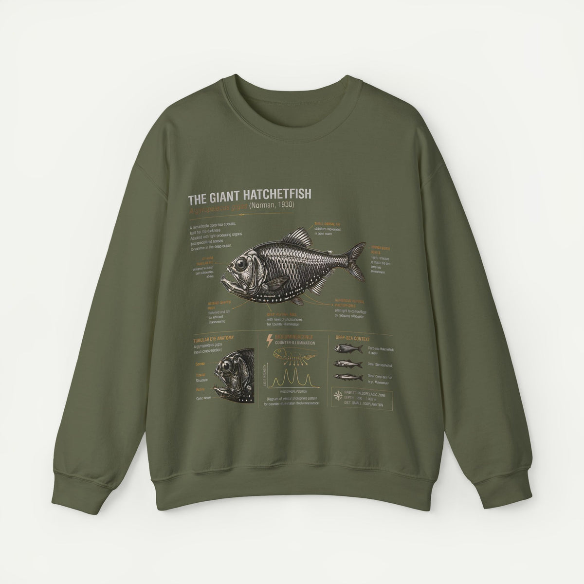 Hatchetfish Anatomy Sweatshirt — The Giant Hatchetfish Marine Science Crewneck