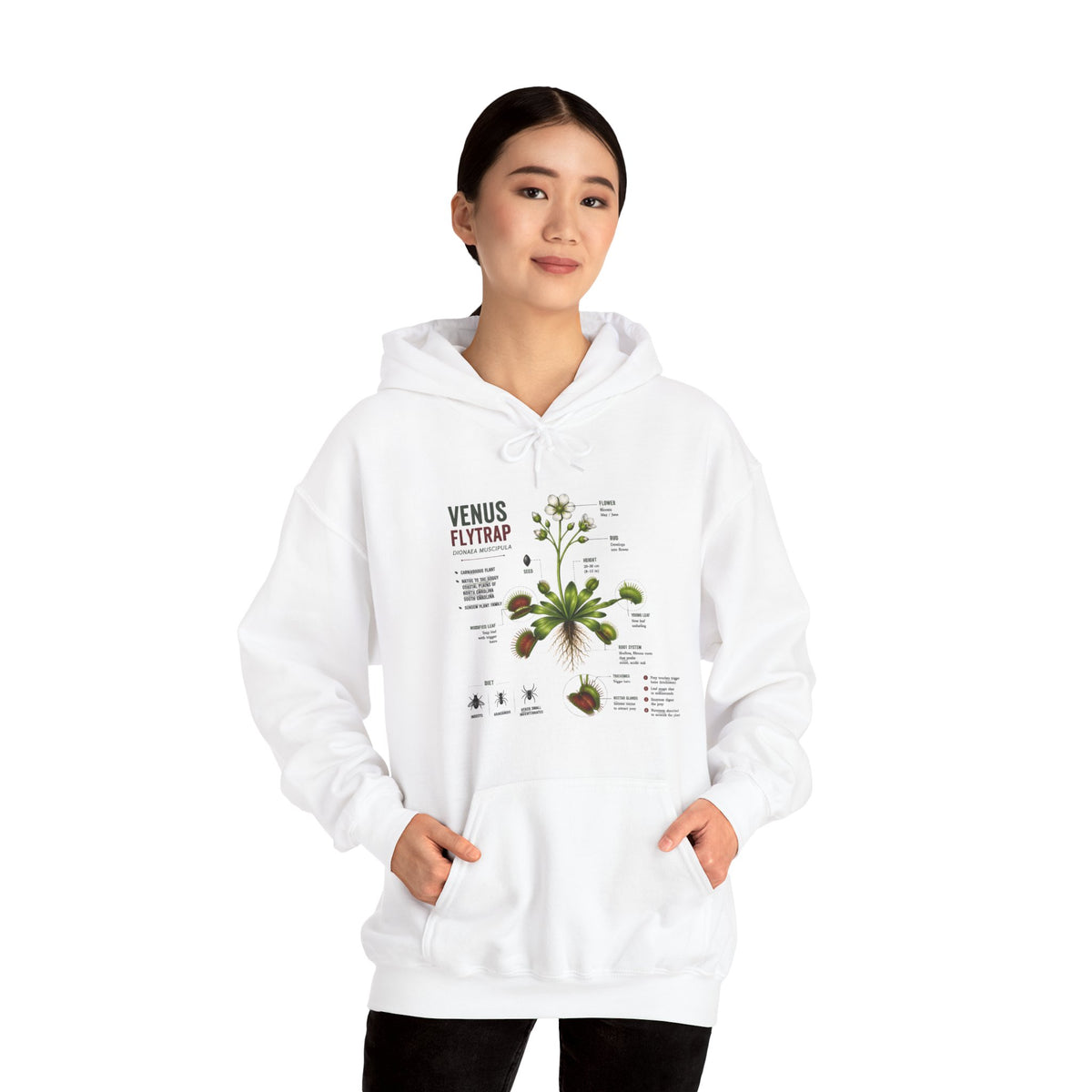 Venus Flytrap Botanical Hoodie – Illustrated Carnivorous Plant Guide