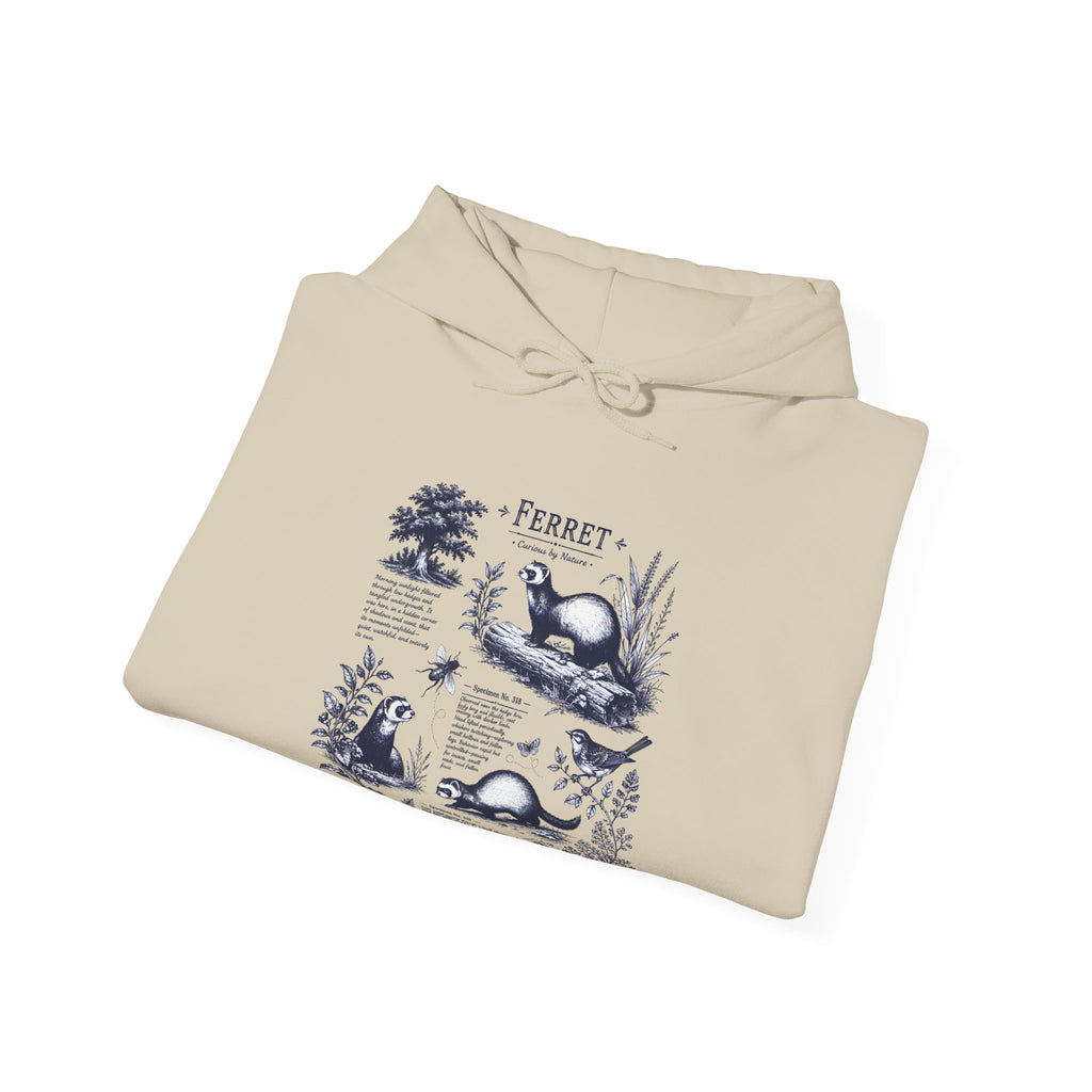 Ferret Vintage Illustration Hoodie — Retro Wildlife Graphic Sweatshirt