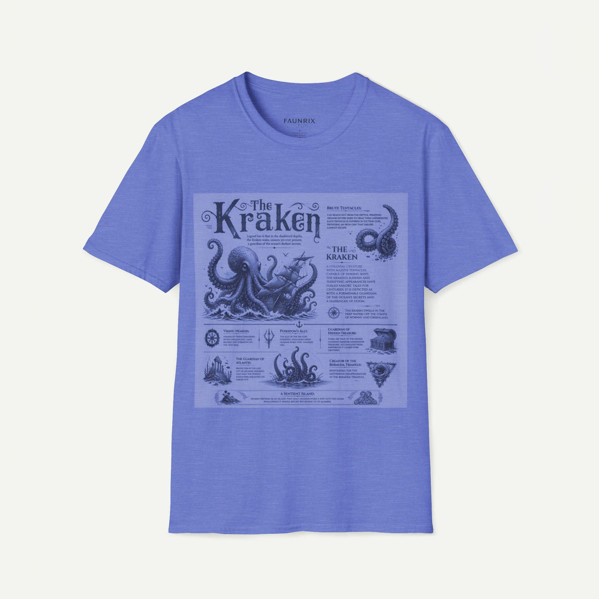 Kraken Vintage Diagram T-Shirt — Nautical Octopus Illustration Tee