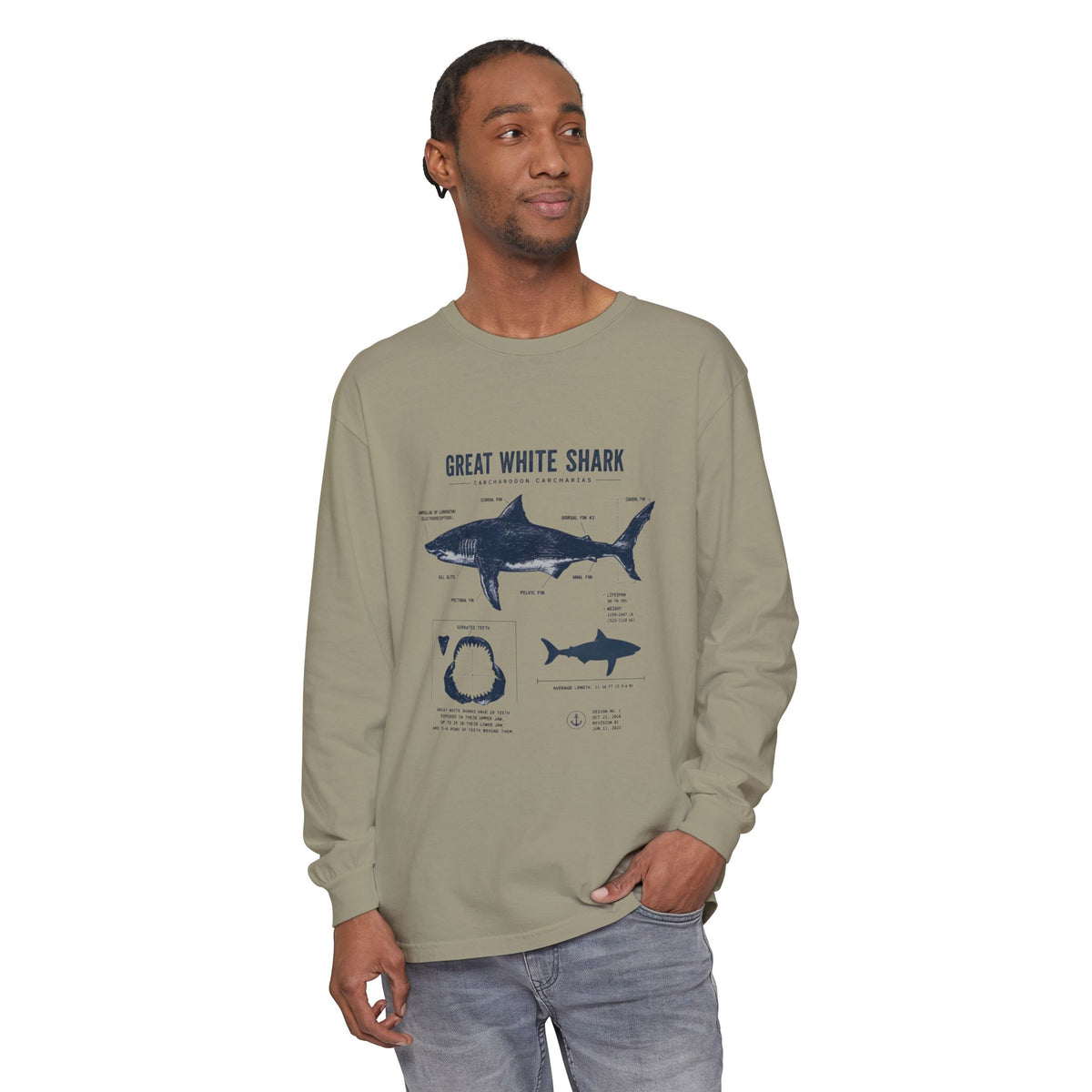 Great White Shark Anatomy Long Sleeve Tee