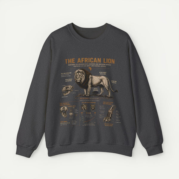 African Lion Anatomy Crewneck Sweatshirt