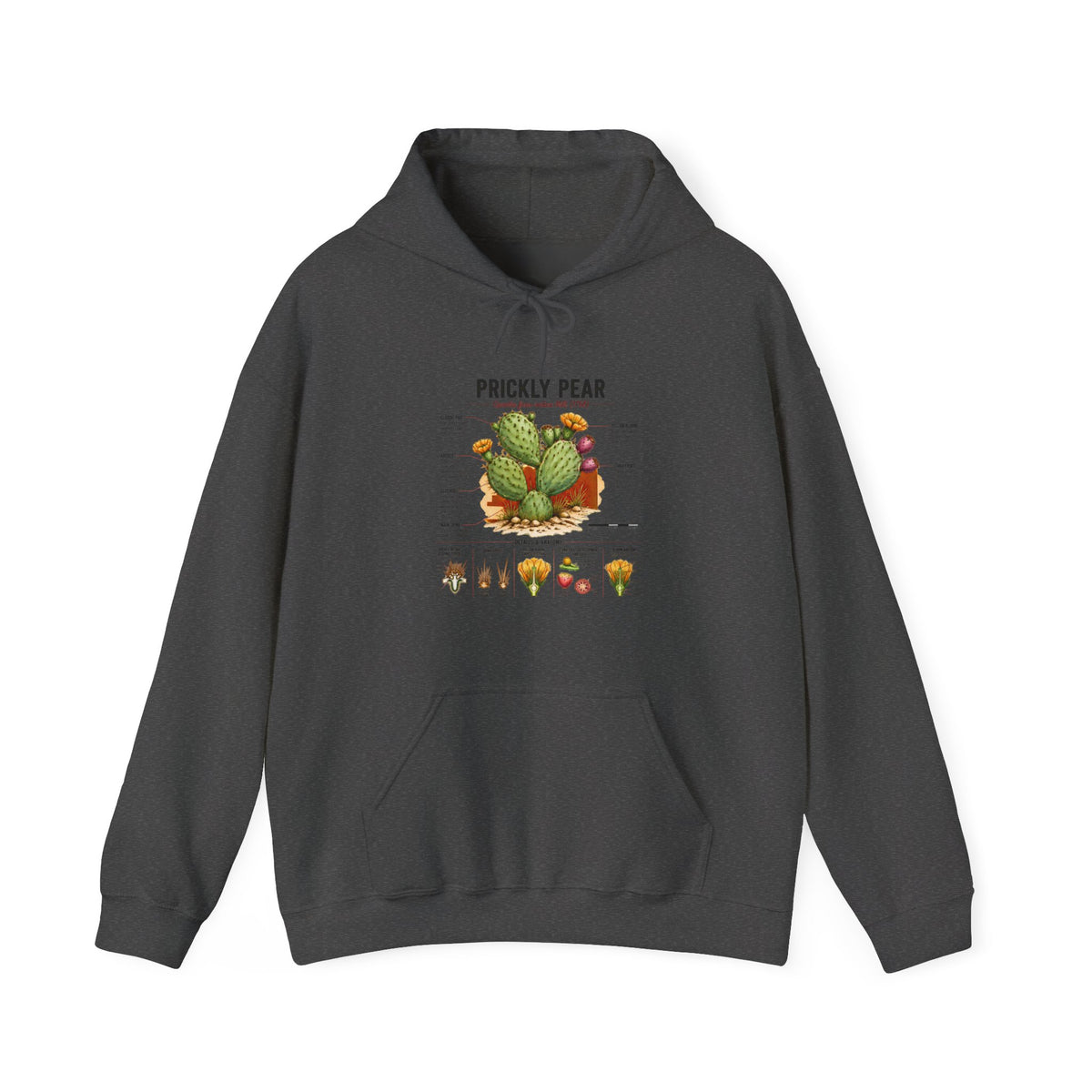 Prickly Pear Botanical Hoodie – Cactus Anatomy Illustrated Sweatshirt