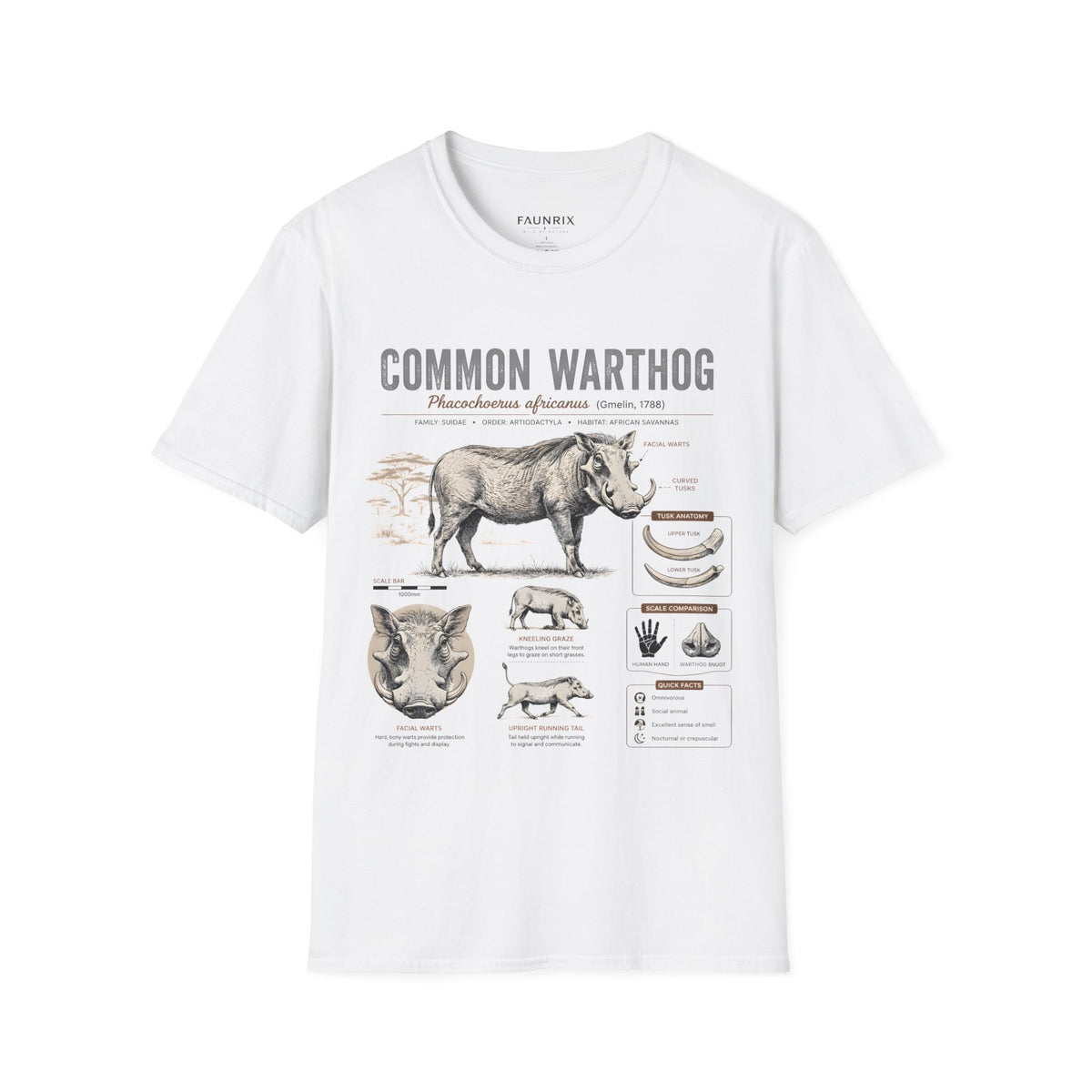 Common Warthog Anatomy T-Shirt — Vintage Wildlife Graphic Tee