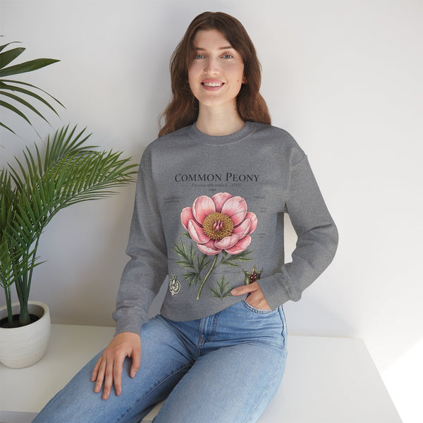 Peony Botanical Sweatshirt — "Common Peony" Floral Crewneck